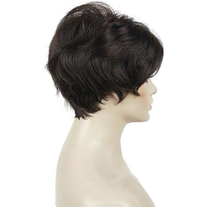 DILLARDS Lydell Wigs For Women Short Hair Straight Layered Synthetic Wig With Hair Bangs Brown - Image 4